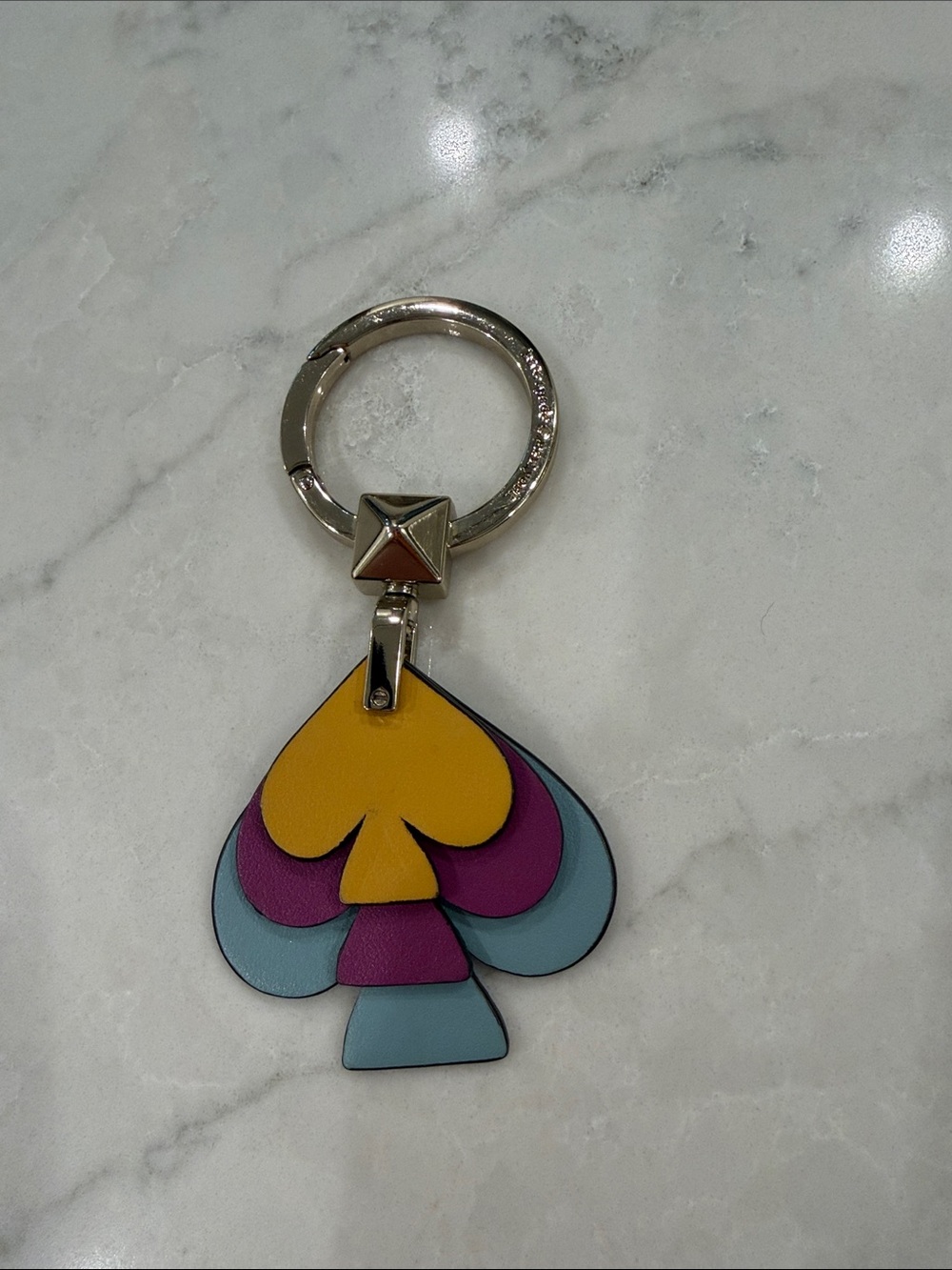 kate spade Multicolor Layered Spade Keyring - Yellow, Purple & Light Blue